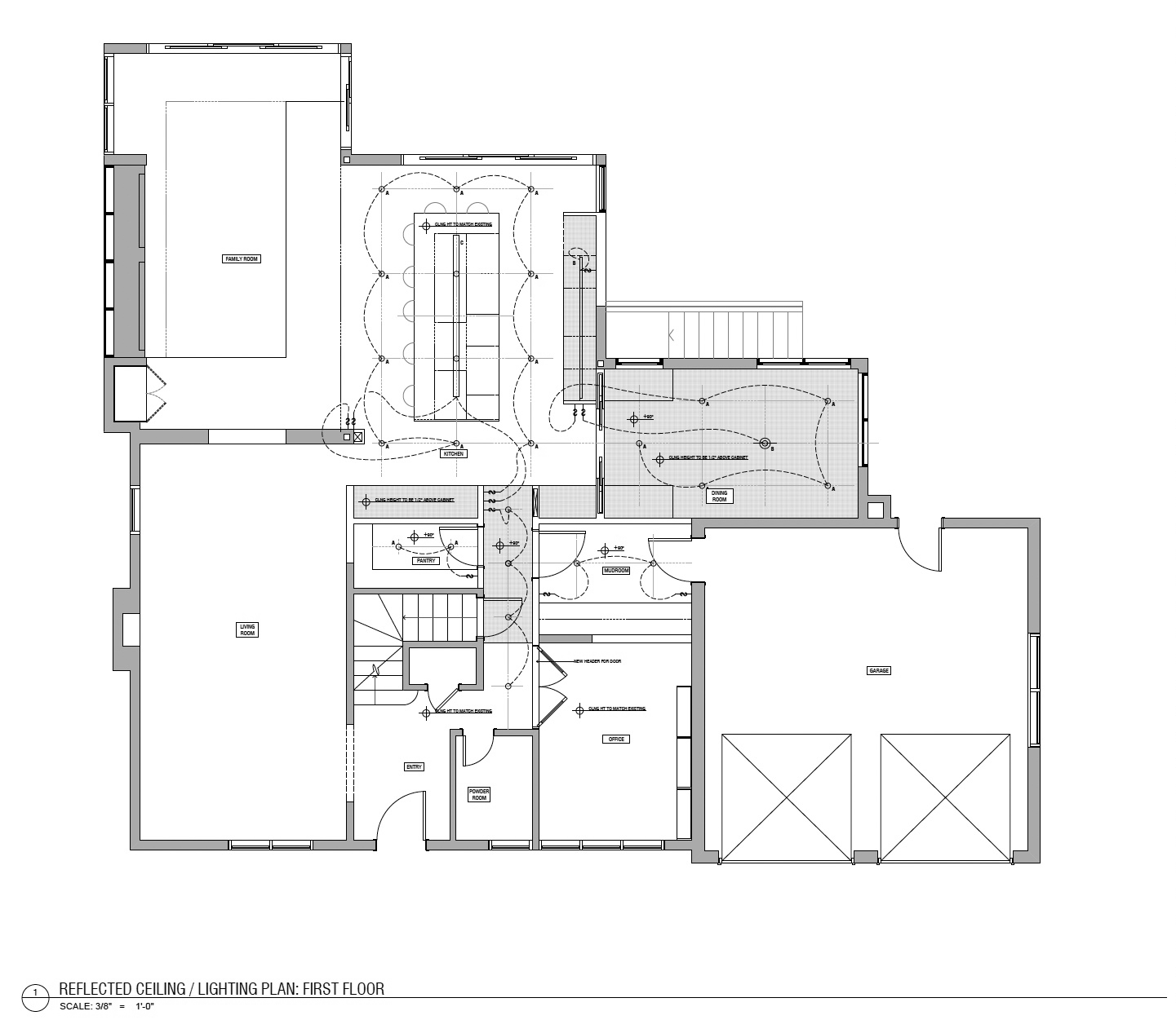 Reflected ceiling and lighting plan